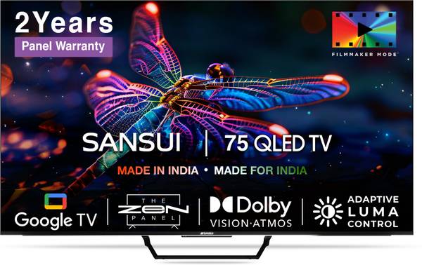Sansui 190 cm (75 inch) QLED Ultra HD (4K) Smart Google TV Zen Panel Dolby Vision Atmos & Film Maker Mode