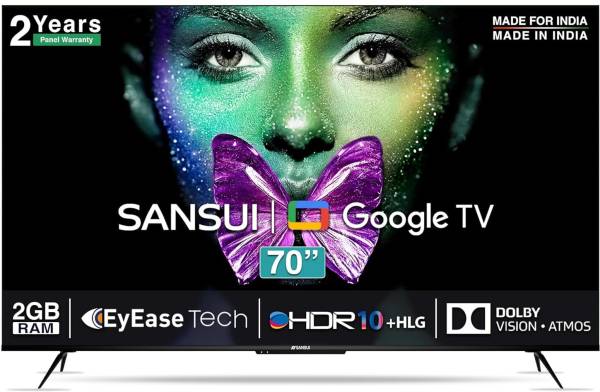 Sansui 178 cm (70 inch) Ultra HD (4K) LED Smart Google TV 2023 Edition with Google TV OS With Dolby Atmos & EyEase Tech