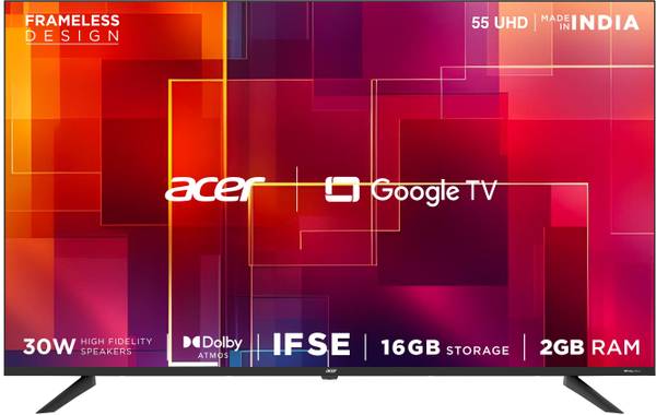 Acer G plus Series 139 CM (55 inch) Ultra HD (4K) LED Smart Google TV with (black) 2024 Model