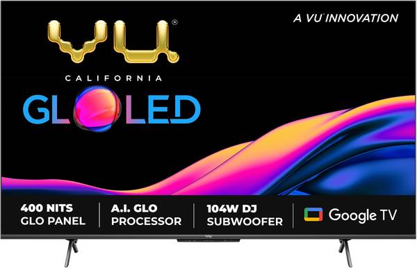 Vu GloLED 139 cm (55 inch) Ultra HD (4K) LED Smart Google TV with DJ Subwoofer 104W