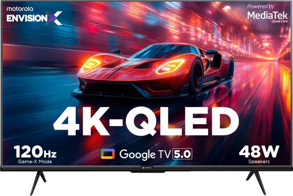 MOTOROLA 140 cm (55 inch) QLED Ultra HD (4K) Smart Google TV 2025 Edition 5.0 with 48 W speaker, 120Hz Game accelerator, and Dolby Atmos