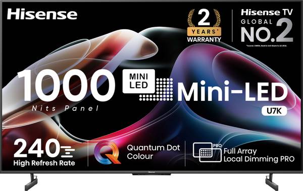 Hisense U7K 139 cm (55 inch) QLED Ultra HD (4K) Smart VIDAA TV