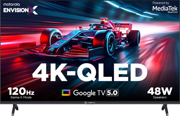 MOTOROLA 109 cm (43 inch) QLED Ultra HD (4K) Smart Google TV 2025 Edition 5.0 with 48 W speaker, 120Hz Game accelerator, and Dolby Atmos