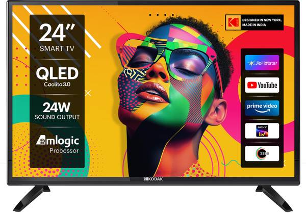KODAK QLED SE 60 cm (24 inch) QLED HD Ready Smart Linux TV 2025 Edition with 24 W Sound output | 2 Speakers | 300 Nits Brightness | Surround Sound | W...