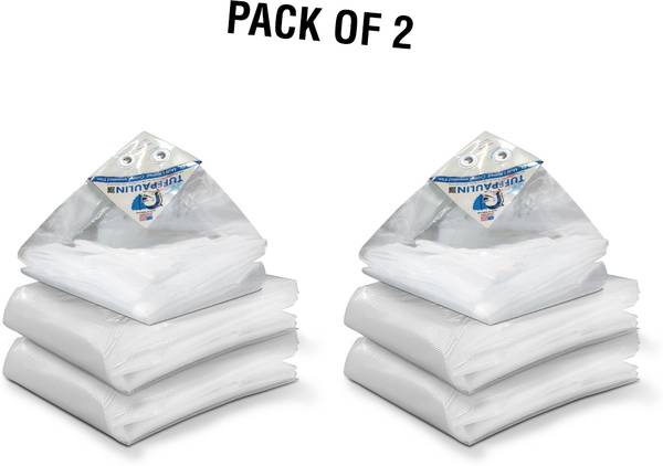 TUFFPAULIN 12FT X 9FT 120 GSM White Tarpaulin (PACK OF 2) Tent - For Truck body, Car, Bike, Grain Covers, Pond Liners