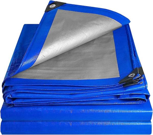 VG TARP High-DensityTarpaulin With Eyelets At Every 3Ft 170 Gsm (12 X 12, BLUE /SILVER) Tent - For 8