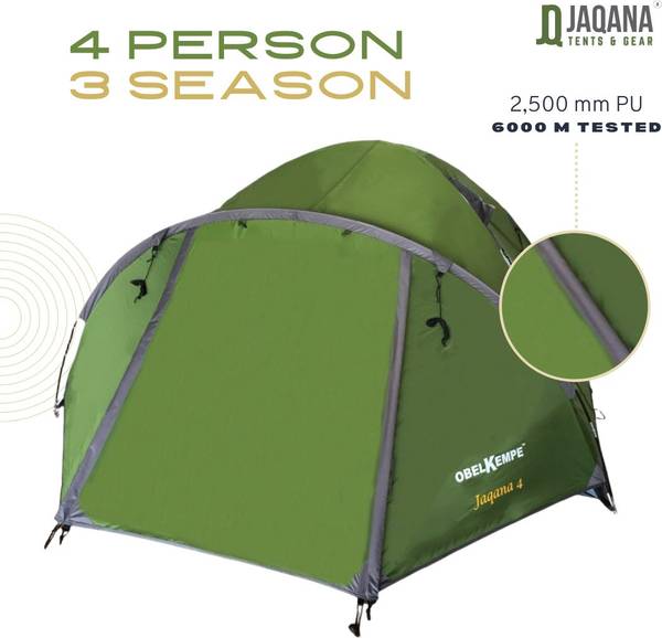 Jaqana JQ4Tent Tent - For 4 Persons, Trekking, Camping & Hiking, 3 Seasons, tested upto 7,000m in Himalayas