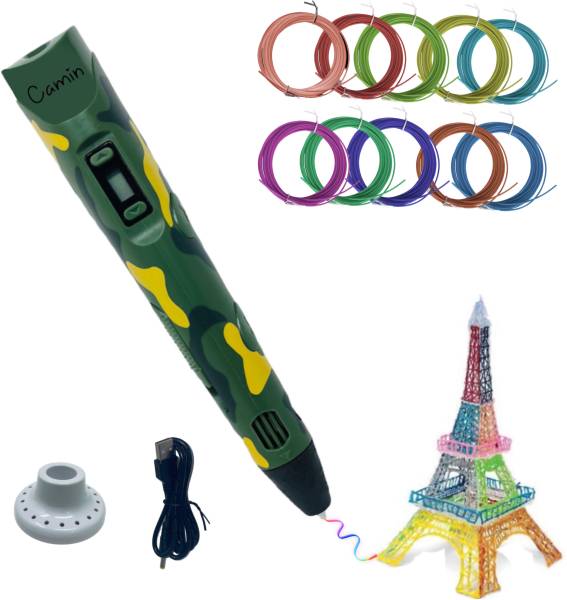 camin 3D Pen| 3D Pen with USB Cable| 3D Pen for Kids (10 Color PLA Filament) 3D Printer Pen