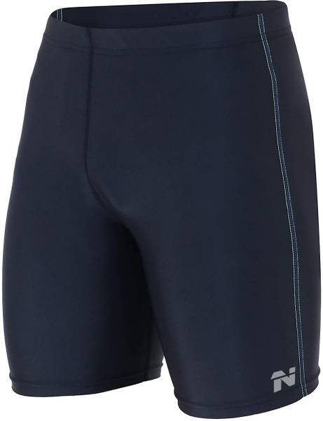 NINQ Solid, Striped Men Dark Blue Compression Shorts, Cycling Shorts, Gym Shorts