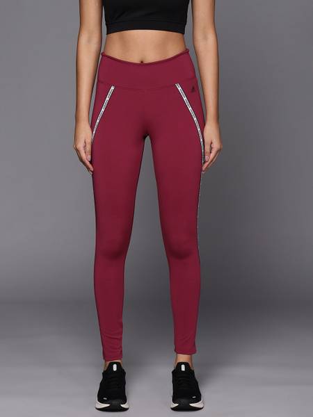 ADIDAS Solid Women Maroon Tights