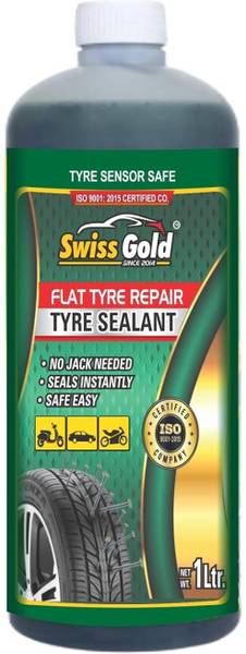 swiss gold Tubeless Tire Sealant 1 Liter Anti Puncture Auto Repair Liquid for Bike & Car Tubeless Tyre Puncture Repair Kit