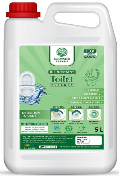 GROVANTI ORGANIC Disinfectant Toilet Cleaner(Green) Liquid,10X Extra Strong,Refill Pack-5 Litre Herbal Liquid Toilet Cleaner
