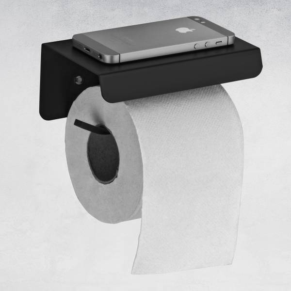 Plantex Platinum Stainless Steel 304 Grade Toilet Paper Holder with Mobile Phone Stand - Bathroom Accessories (Matt Black) Stainless Steel Toilet Pape...