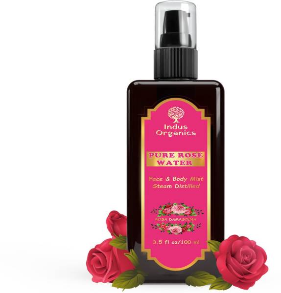 Indus Organics Rose Water,Gulab Jal Face Toner Pure Face Mist for Skin Clearing,Tighten Pores Men & Women