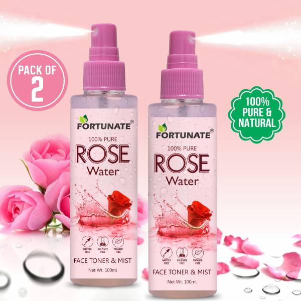 FORTUNATE Rose Water Spray - Gulab Jal for Face Toner, Makeup Remover For All Skin Types Men & Women