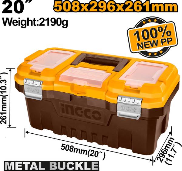 INGCO PBX2002 20 inch Plastic Tool Box with Tray