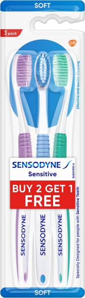 SENSODYNE Sensitive tooth brush with soft rounded bristles, 3 pieces Extra Soft Toothbrush