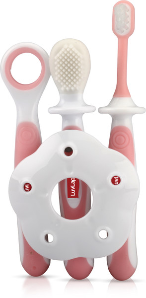 LuvLap Baby Training Toothbrush Set with Anti Choking Shield, Teeth Tongue Cleaner, Extra Soft Toothbrush