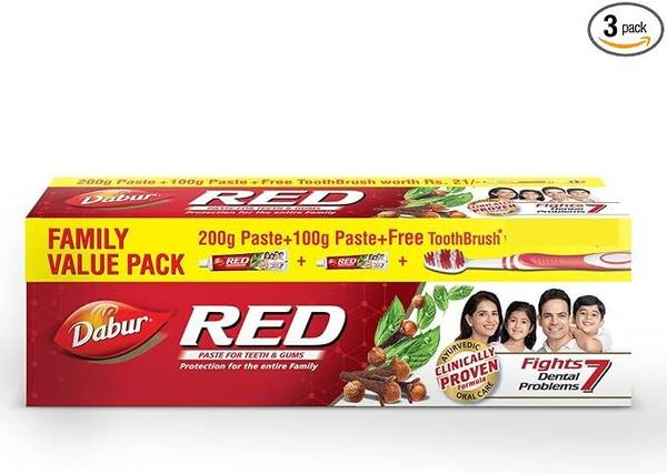 Dabur Red Paste For Teeth & Gums Protection For The Entire family 200g + 100g (300g) Toothpaste