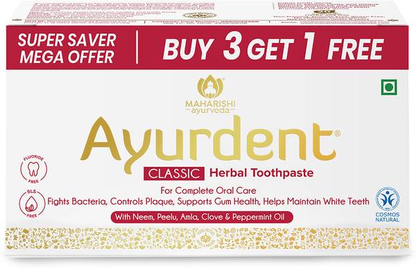 MAHARISHI ayurveda Ayurdent Classic Herbal Toothpaste Fluoride & SLS-Free Super Saver Combo Pack Toothpaste