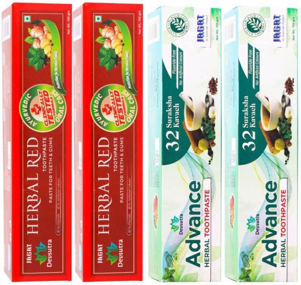 Jagat Devsutra Advanced & Red Toothpaste Combo for Teeth Whitening, No Fluoride Toothpaste