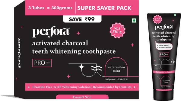 Perfora Activated Charcoal Whitening Toothpaste, Watermelon Mint Flavor , Enamel Safe Toothpaste