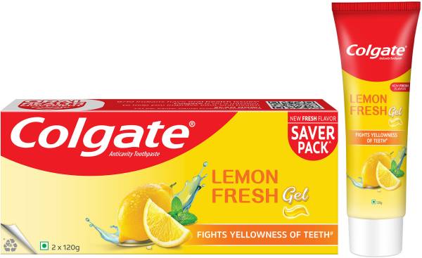 Colgate Lemon Fresh Gel Tooth Paste Fights Yellowness of Teeth - New Fresh Flavor Toothpaste