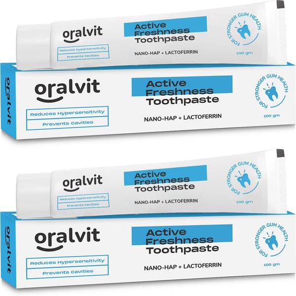 Oralvit Active Freshness Toothpaste with Nano-HAP & Lactoferrin | Cavity Repair Toothpaste