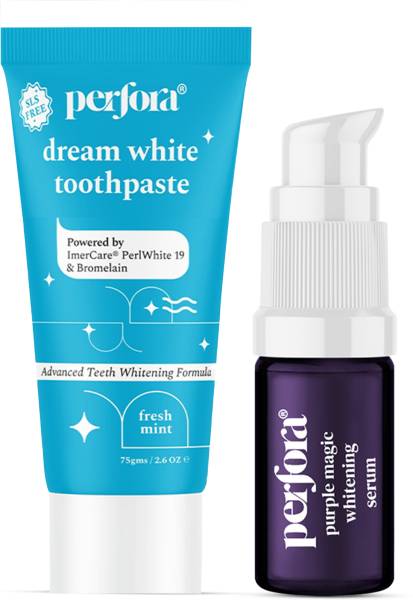 Perfora Teeth Whitening Mini Combo | Purple Serum & Dream White Toothpaste | SLS Free Toothpaste