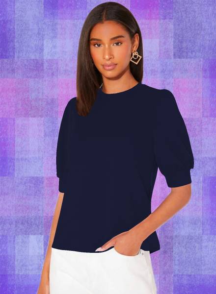Dream Beauty Fashion Casual Solid Women Dark Blue Top