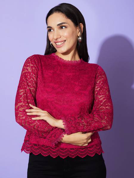 Globus Casual Self Design Women Pink Top