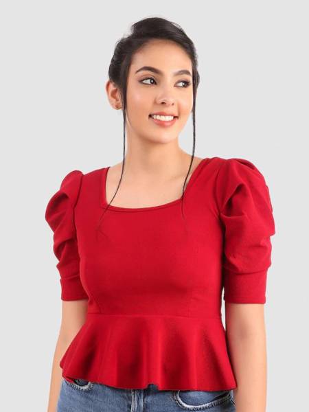 Deklook Casual Solid Women Red Top