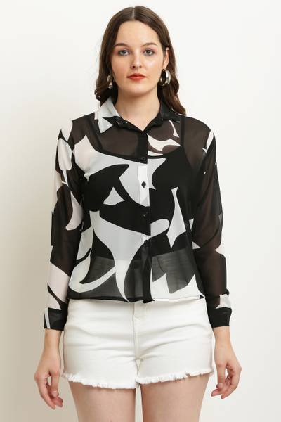 Houseofchic Casual Printed Women Black, White Top