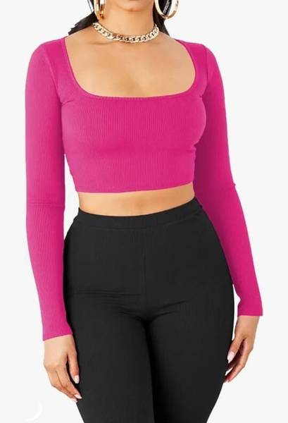 TrendyAura Casual Solid Women Pink Top