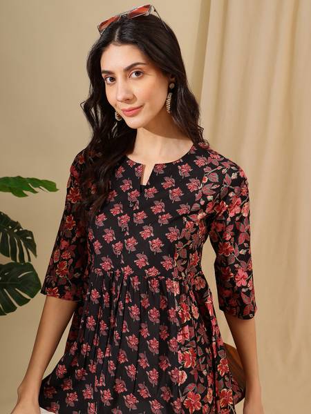 Janakdulari fashion Party Printed Women Black Top