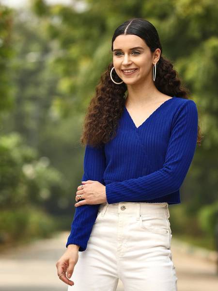 STREET9 Casual Solid Women Blue Top