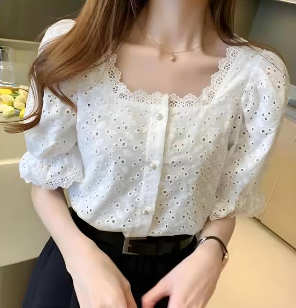 JC JUMMY COUTURE Casual Embroidered Women White Top