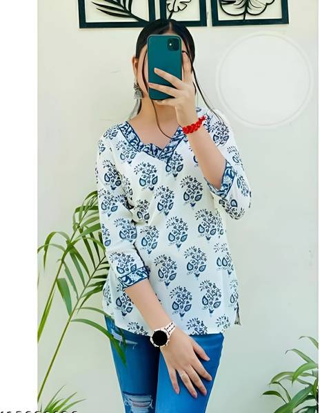 VICENTA Formal Printed Women White Top