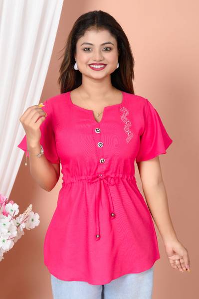 Casual Self Design Women Pink Top