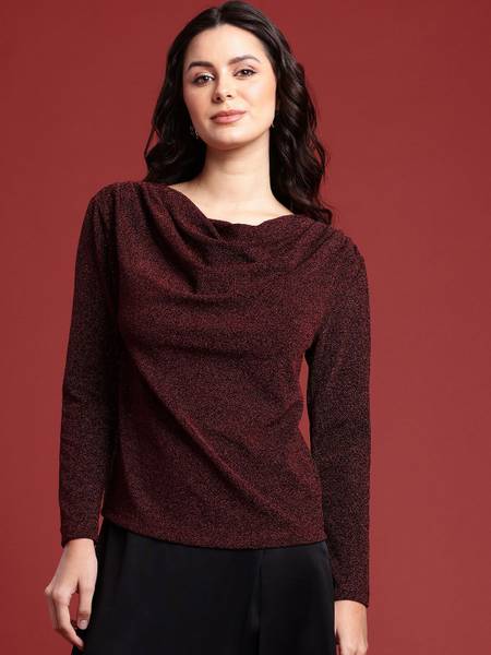 all about you Party Solid Women Maroon Top