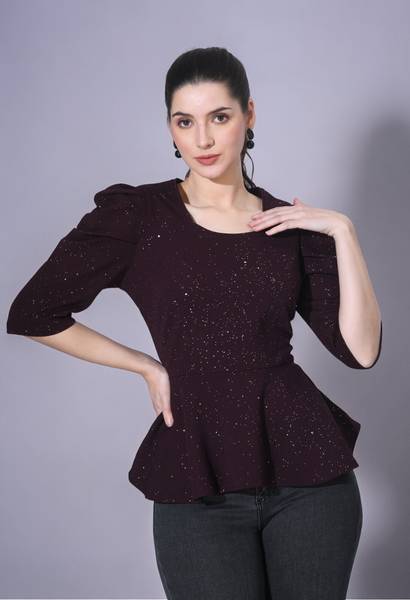 Moshe Party Self Design Women Purple Top