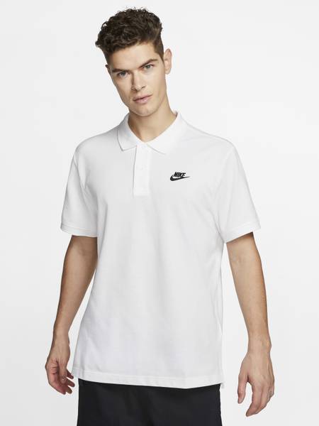NIKE Solid Men Polo Neck White T-Shirt