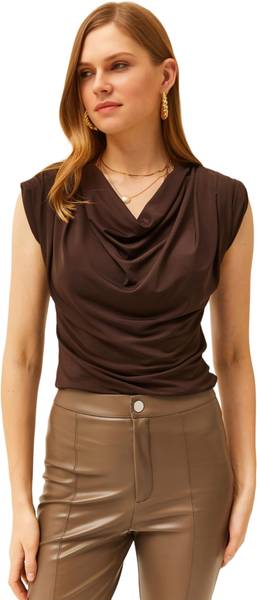 SIGHTBOMB Party Solid Women Brown Top