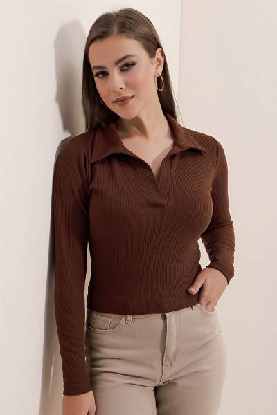 Dream Beauty Fashion Casual Solid Women Brown Top