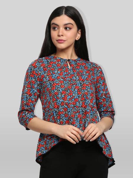 Azzurra Party Floral Print Women Multicolor Top