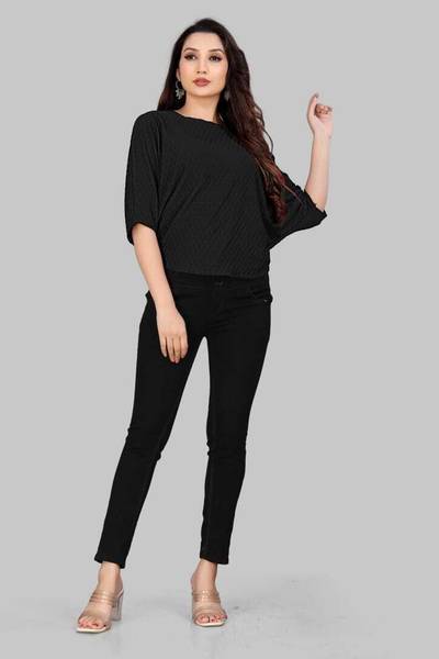 krish hoisery Casual Solid Women Black Top