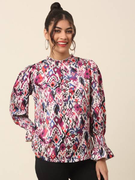 PLUSS Casual Printed Women Multicolor Top