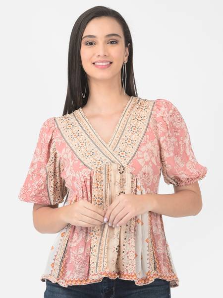 Veldress Casual Printed Women Pink Top