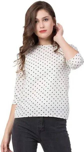 GF and BF Casual Printed Women White Top