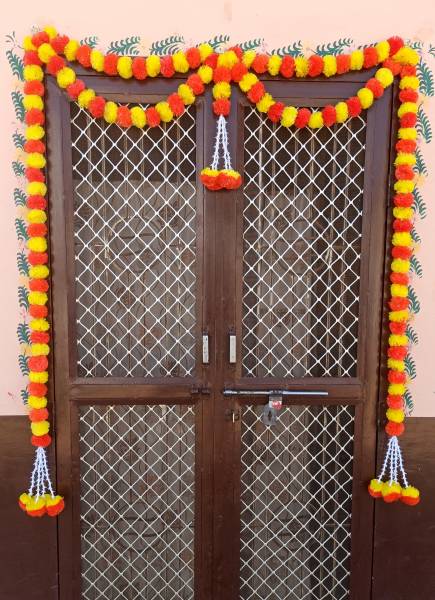 Nehal Arts Artificial Marigold Flowers and Tuberose Door Hangings (Yellow & Orange ) Toran